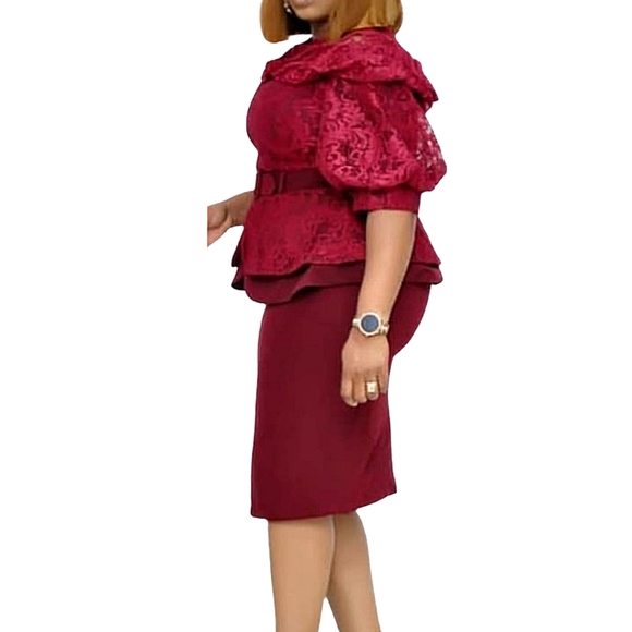 Burgundy Skirt Set - Picture 2 of 3